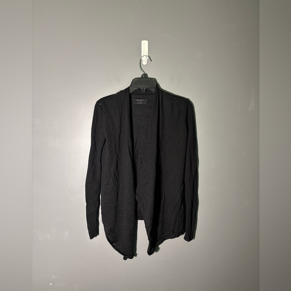Allsaints Drina 100% Merino Wool Draped Cardigan Womens Size Small - Picture 2 of 5